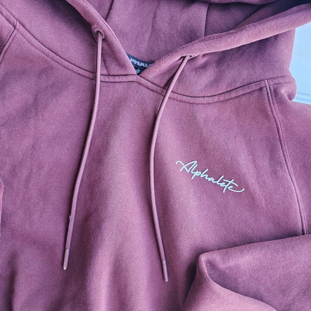 Alphalete Burgundy Cropped Hoodie Sweater Womens Medium - Picture 3 of 4
